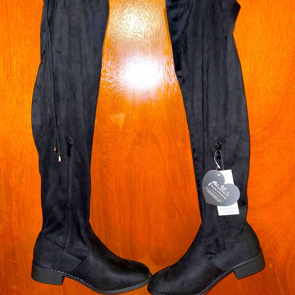 Room Of Fashion over the knee black suede riding boots size 8 NWT